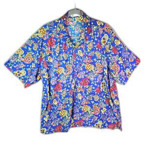 VHO Camp Shirt Blue 4XL Sugar Skull Dia De Los Muertos All Over Print